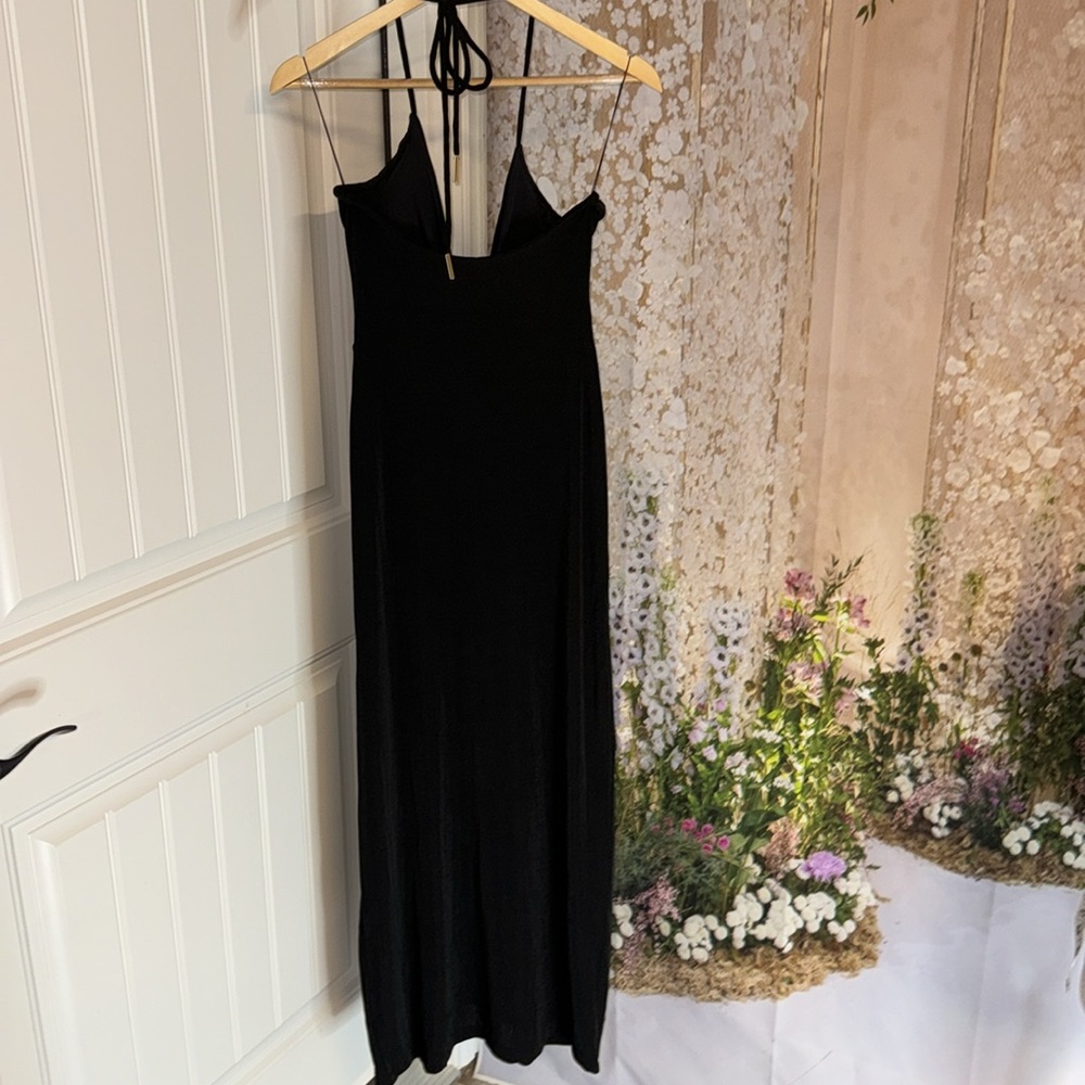 Strappy Black Midi Dress with Front Slit - Picture 5 of 6